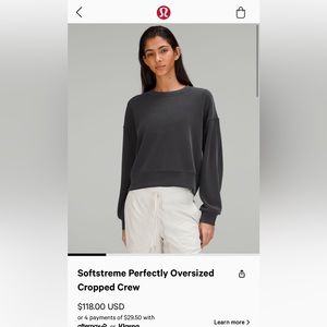 Lululemon Softstream Perfectly Oversized Cropped Crew in Black size 6